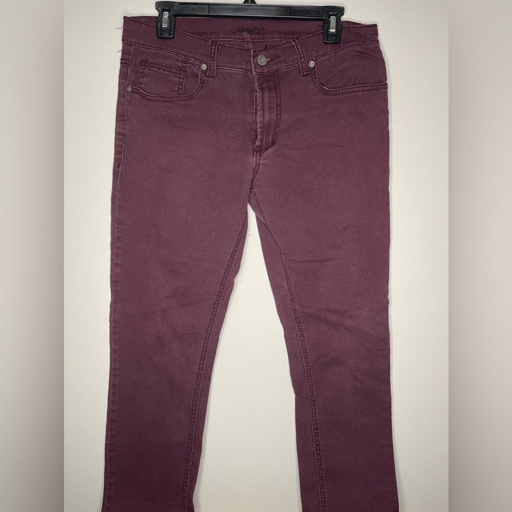Carbon Skinny Fit Maroon Jeans - Size 32 x 31 - Mens